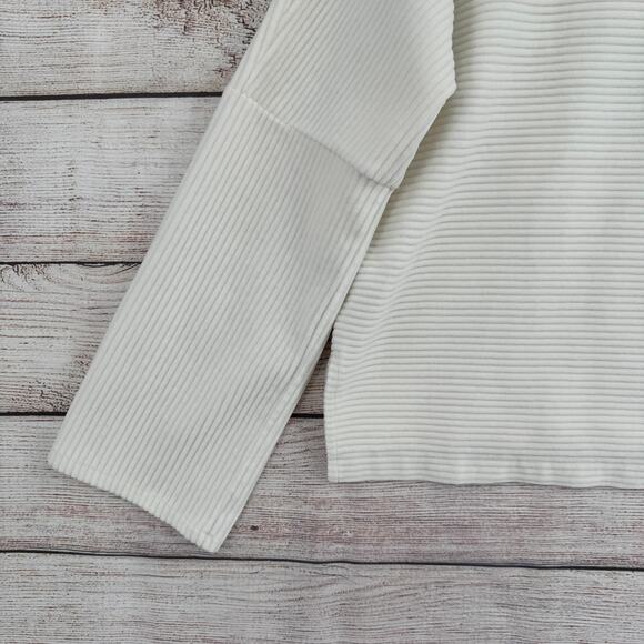 Madewell Texture & Thread Velour Corduroy Mockneck Top Womens Small Ivory White - Picture 7 of 13